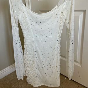 Lucy in the sky gold and white bodycon dress!